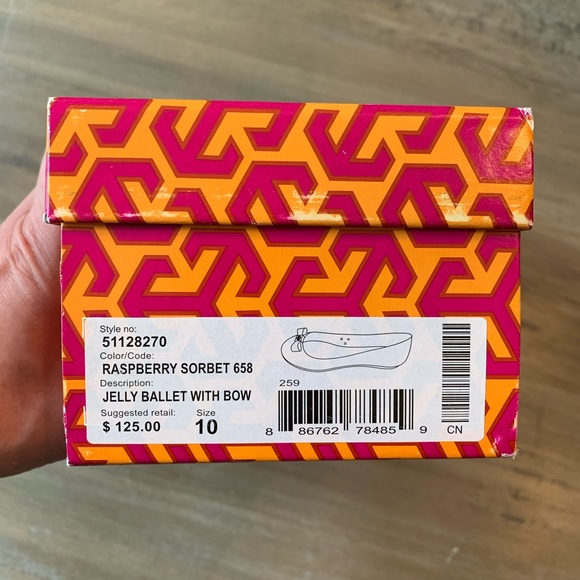 NEW Tory Burch Raspberry Jelly Flats with Bow - Picture 5 of 5